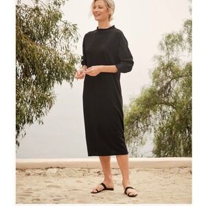 Frank & Eileen Dress Womens XS Black Supima Cotton Midi Classic Old Money
